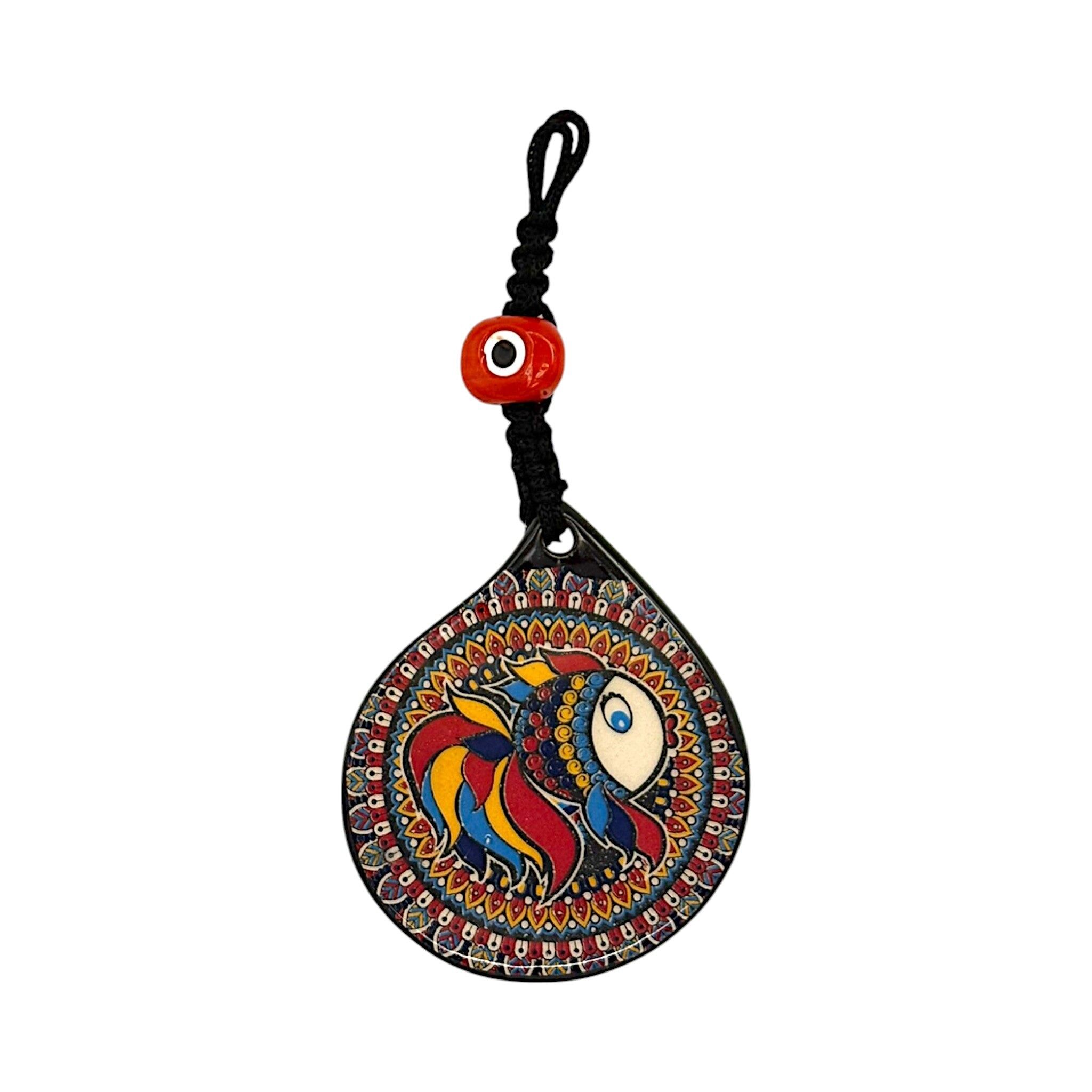 Decoración de pared de cerámica - pez - 12x10x1cm