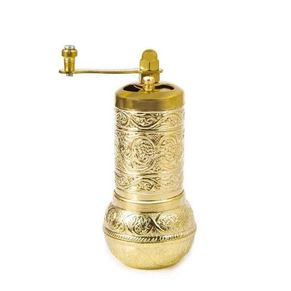 Metal spice mill - gold - small - 11 x 5 cm