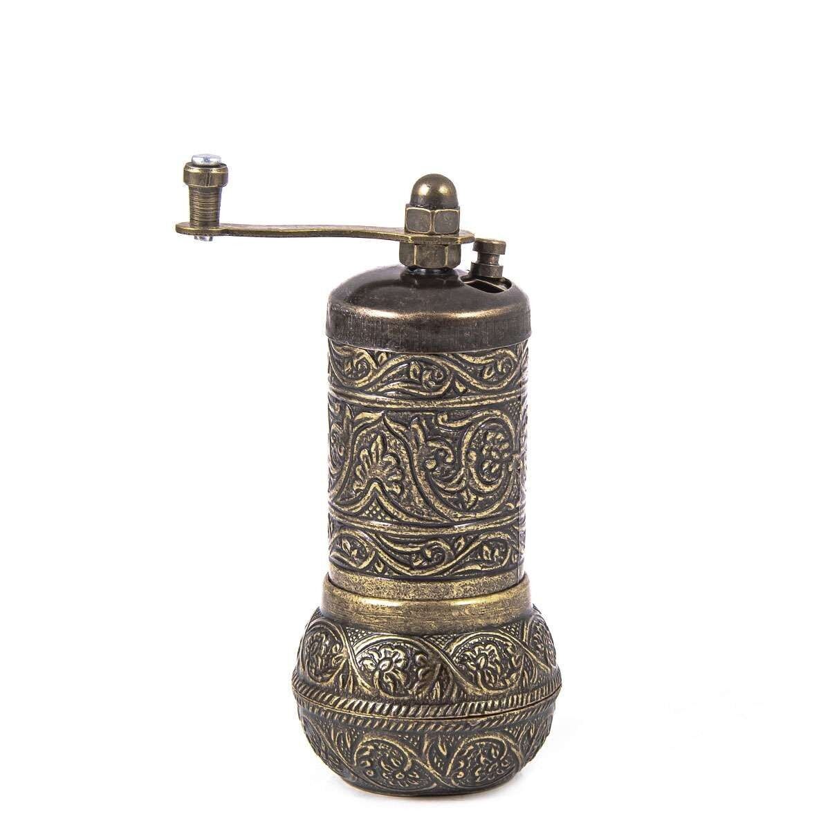 Metal spice mill - bronze - small - 11 x 5 cm
