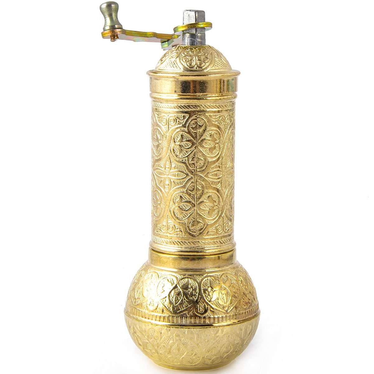 Metal spice mill - gold - large - 18 x 7 cm