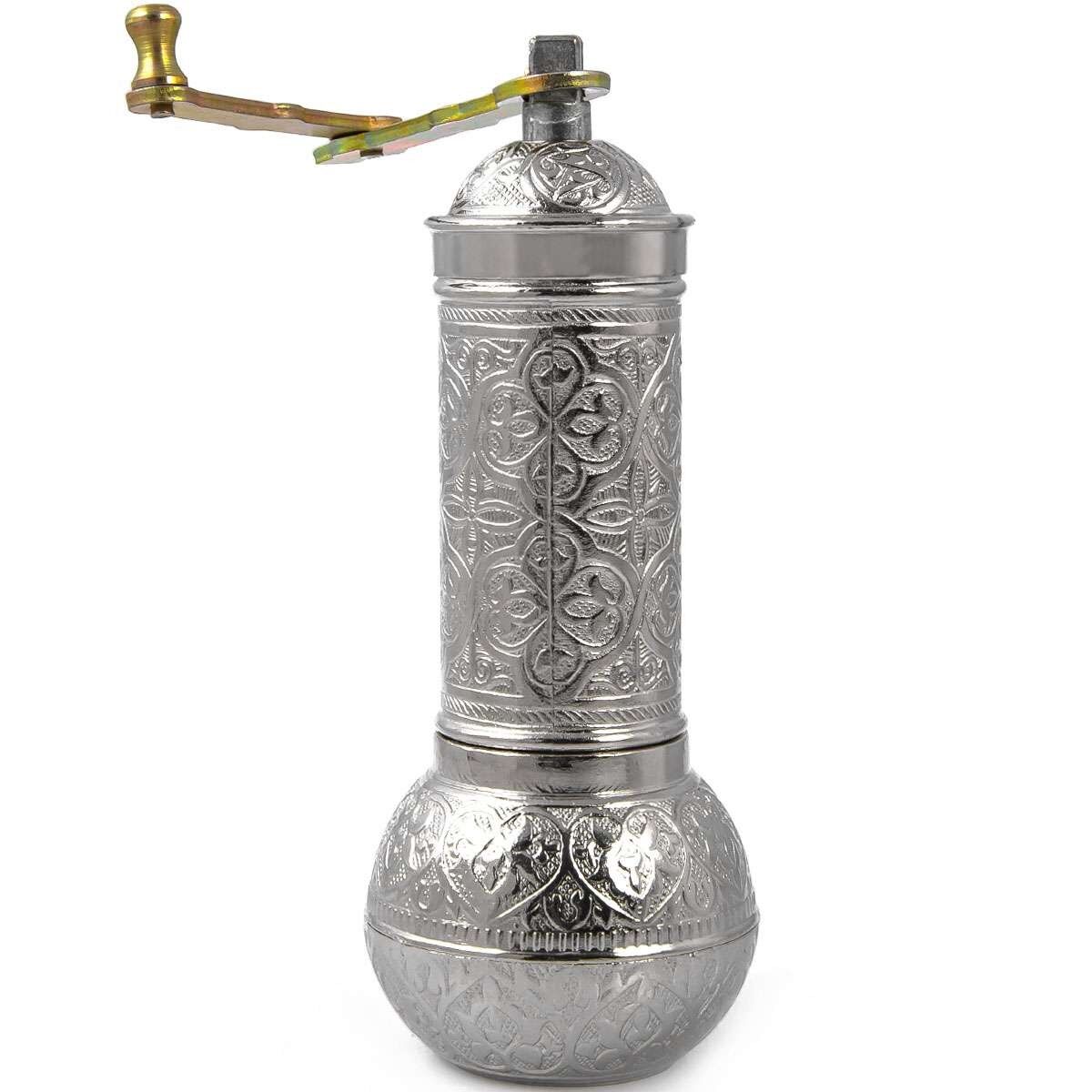 Metal spice mill - silver - large - 18 x 7 cm