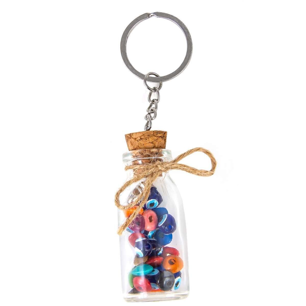 Glass keychain - colored - 12 x 3 cm