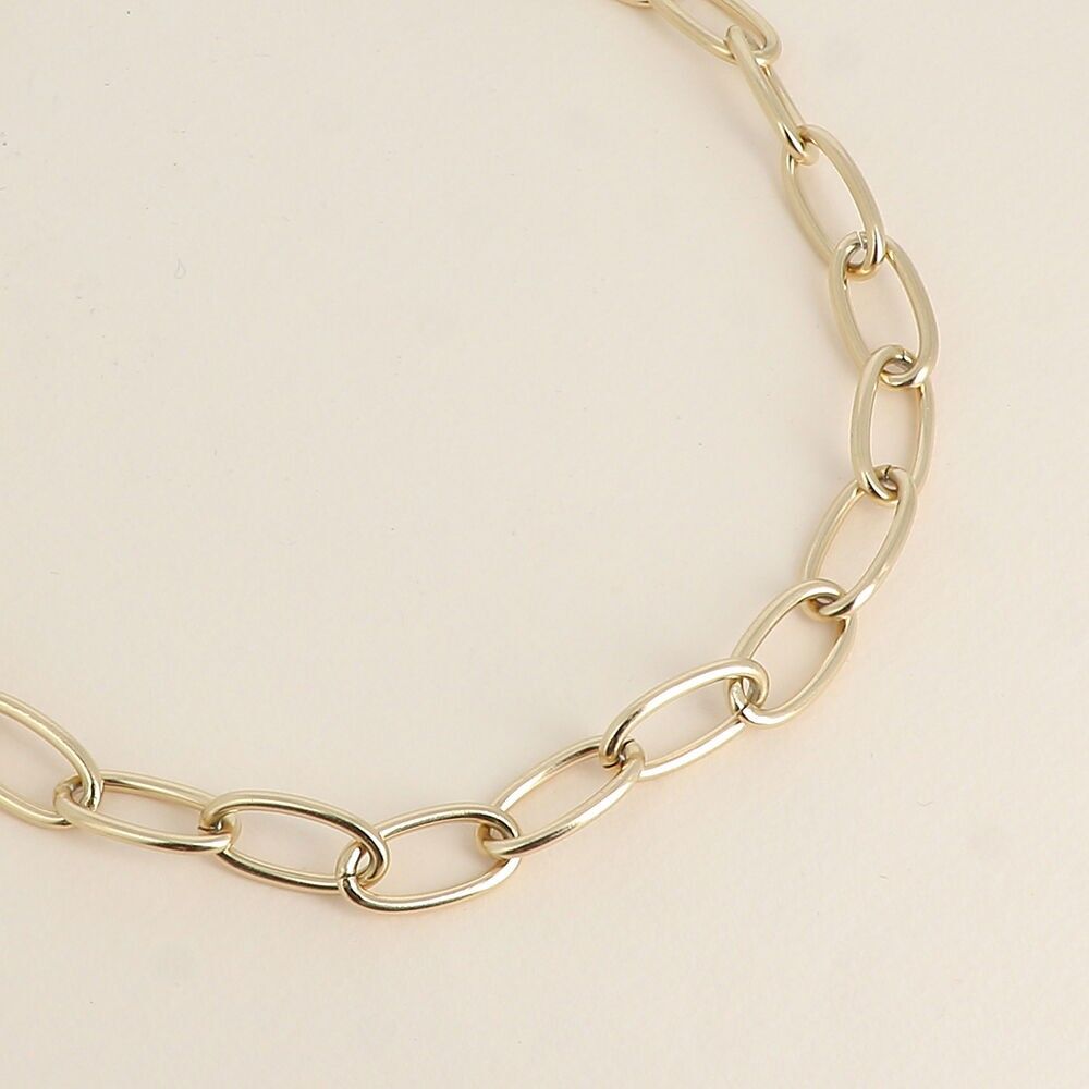 Necklace - mesh with large oval rings and cut crystal