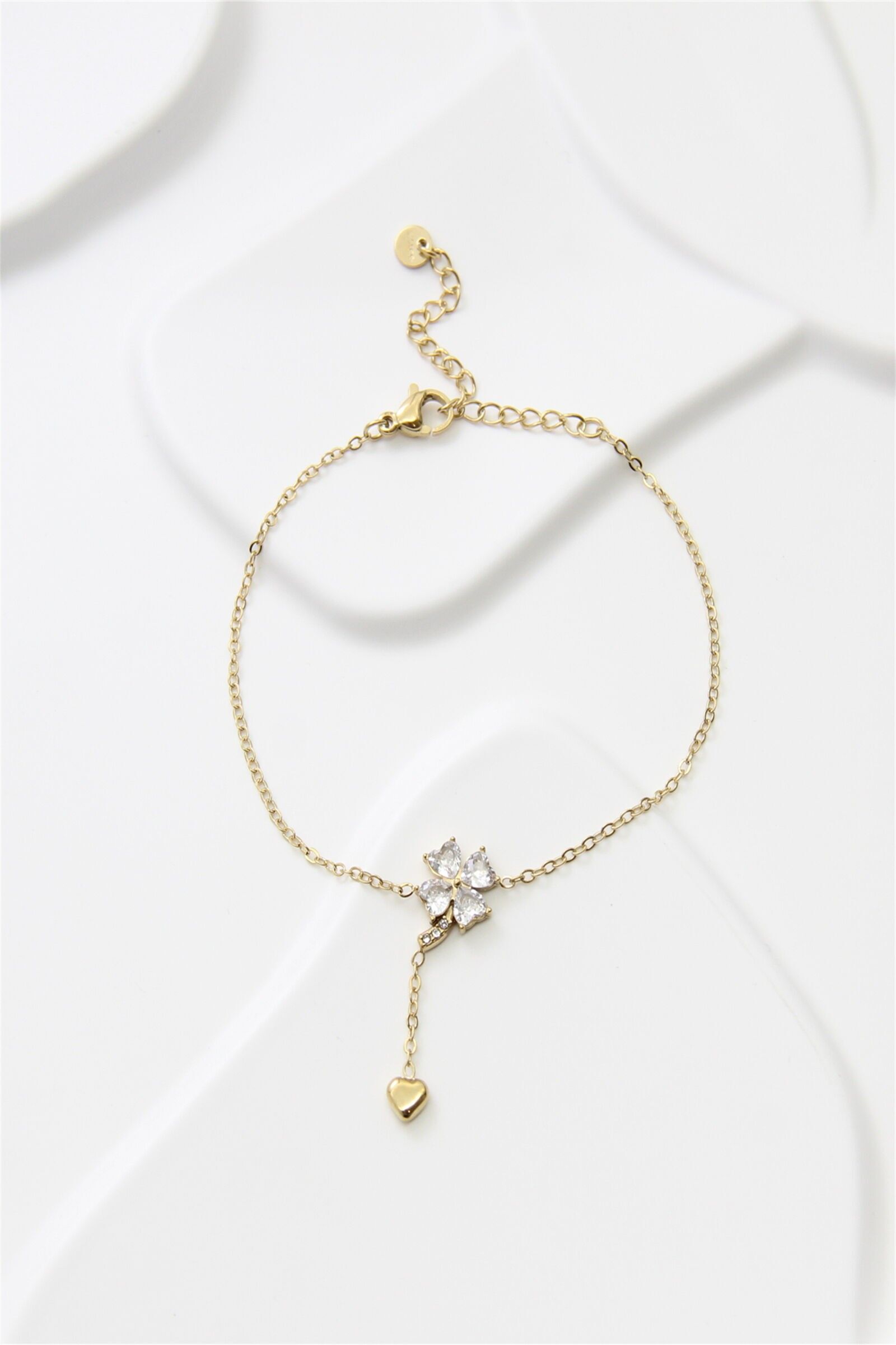 Bracciale Sparkle Clover & Gold Heart in acciaio inossidabile