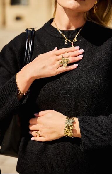 Bracciale rigido a farfalla in oro - Acciaio inossidabile