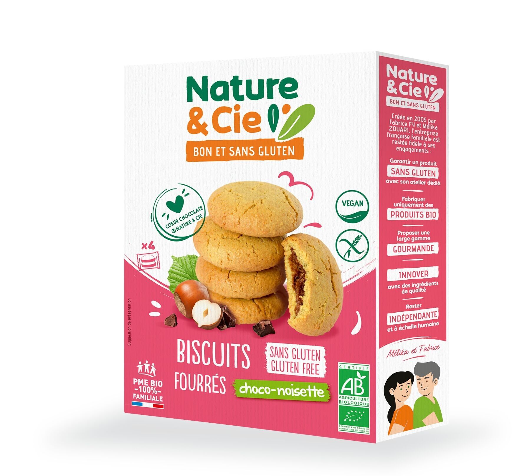 Galletas rellenas de chocolate y avellanas, 135 g, ecológicas y sin gluten, Nature & Cie