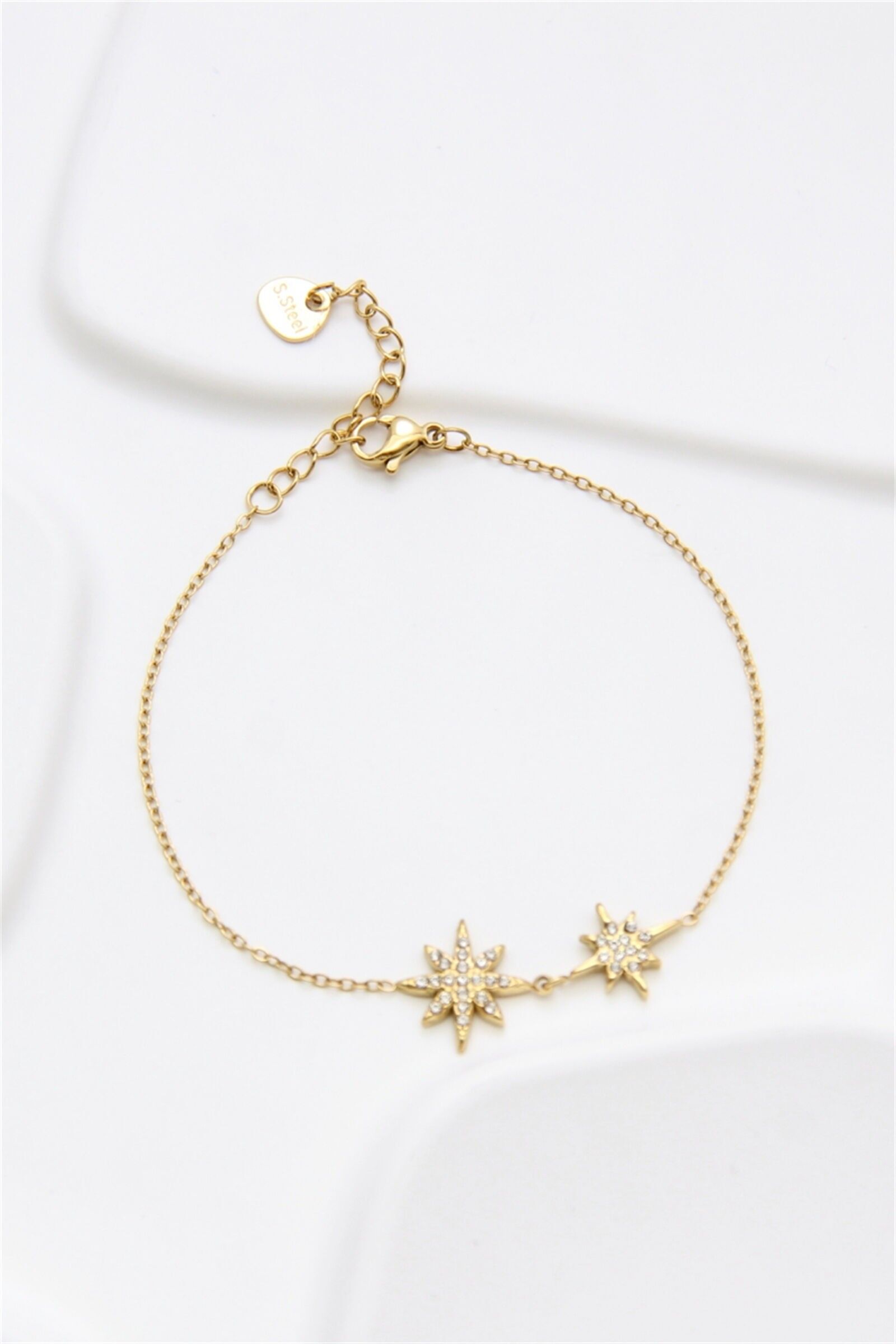 Bracciale in acciaio inossidabile dorato con stella - Ciondolo celeste