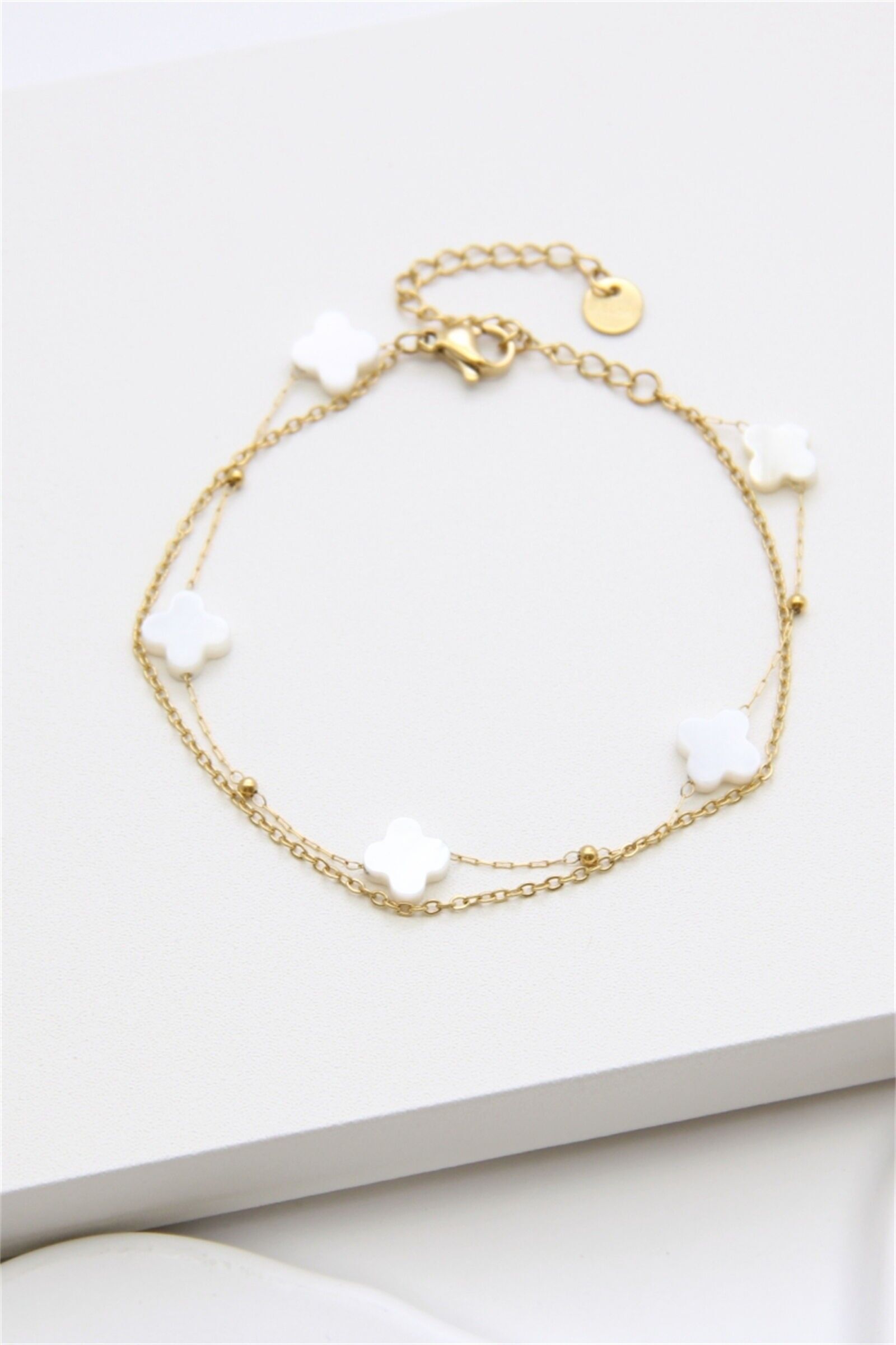 Bracciale Elegance Clover in acciaio placcato oro