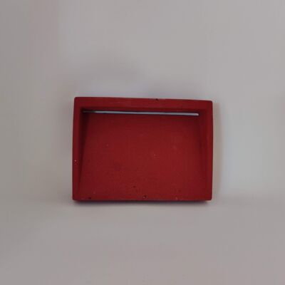 Alte Seifenschale aus rotem Beton - Handgefertigt in der Provence - Badezimmer Dusche Küche - Solide Marseille Seife