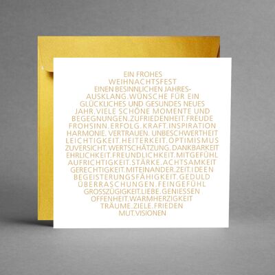 EDEL IN GOLD: Set von 5 Weihnachtskarten Weihnachtsbaumkugel als Text in gold inkl. Kuverts