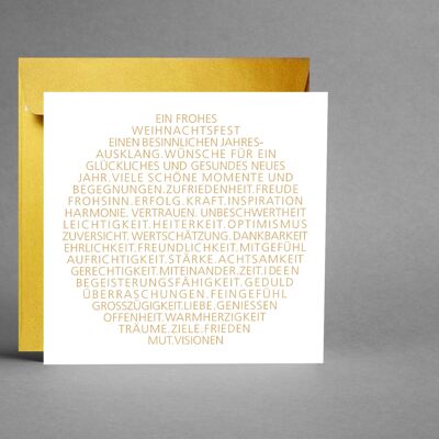 EDEL IN GOLD: Set von 5 Weihnachtskarten Weihnachtsbaumkugel als Text in gold inkl. Kuverts