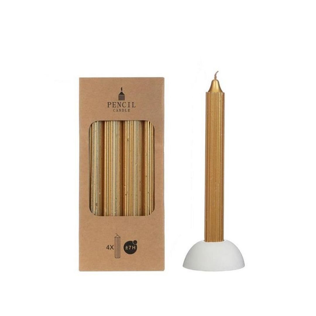 Candela a forma di matita h.20 Ø2,2 cm oro metallizzato set 4