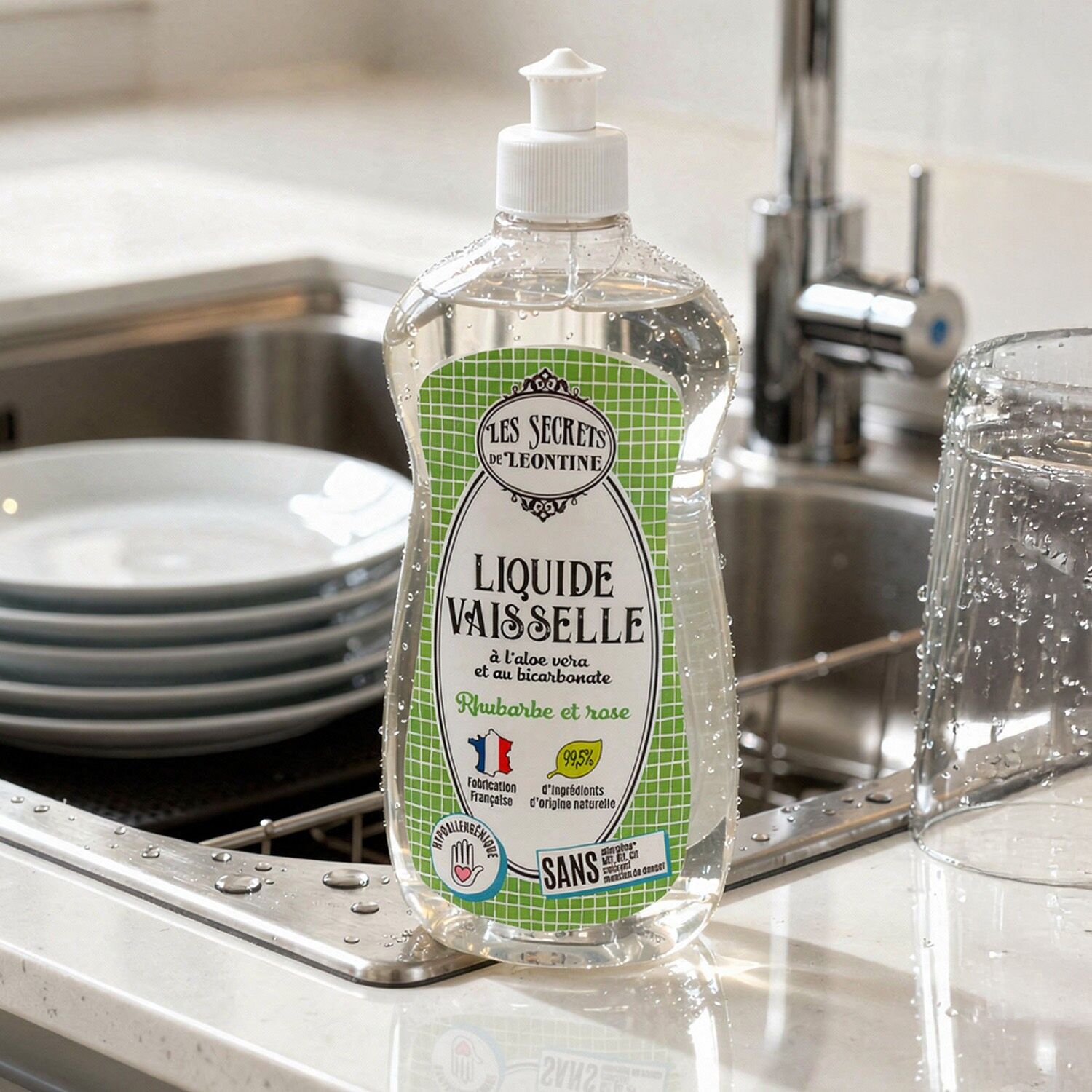 Liquide vaisselle mains Rhubarbe Rose - Flacon 500 ml