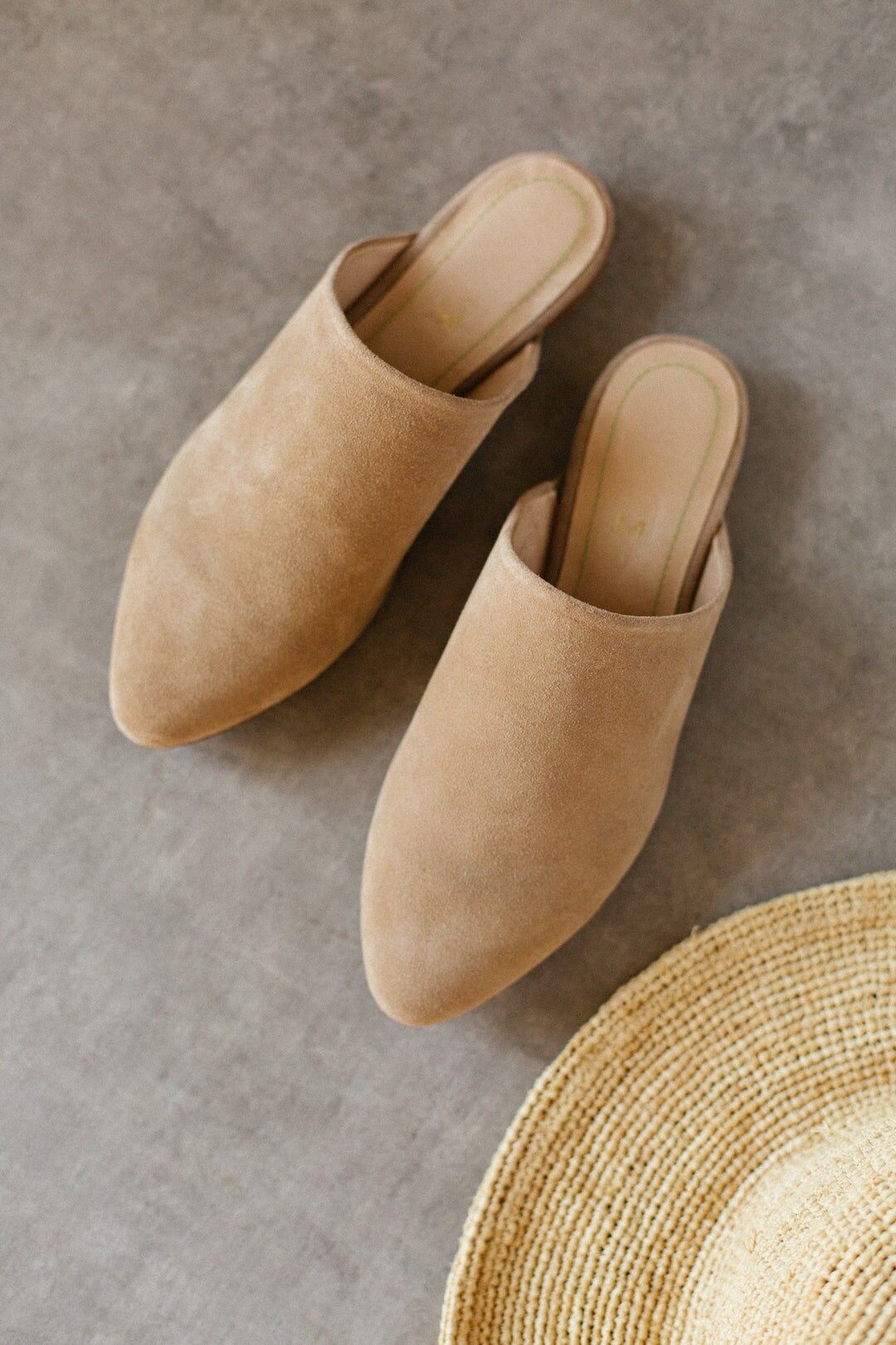 Mules de ante hechos a mano - Avellana - Beige 35-42