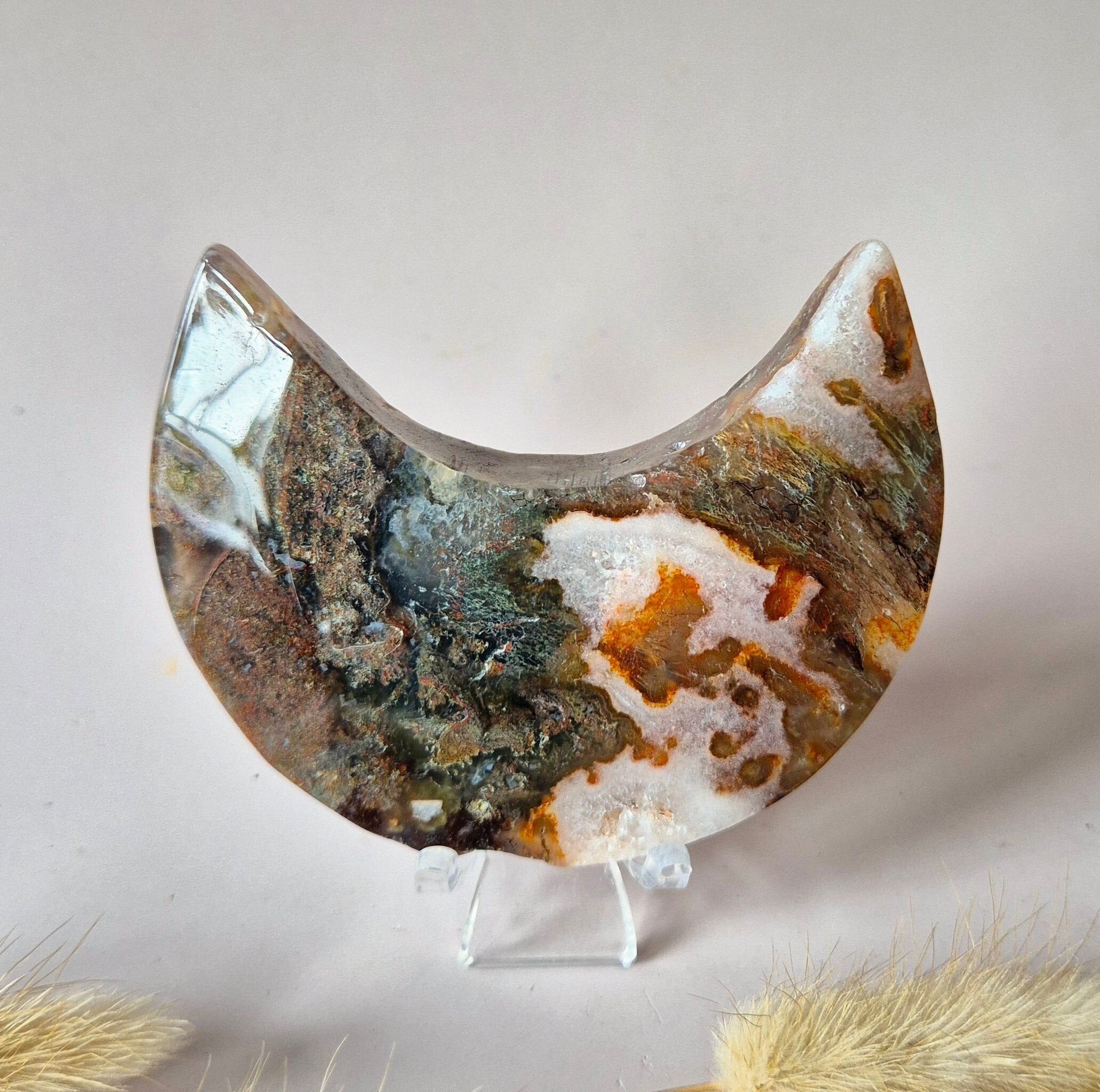 Agata muschiata rossa Druzy Moon (8-10 cm) su supporto – #41