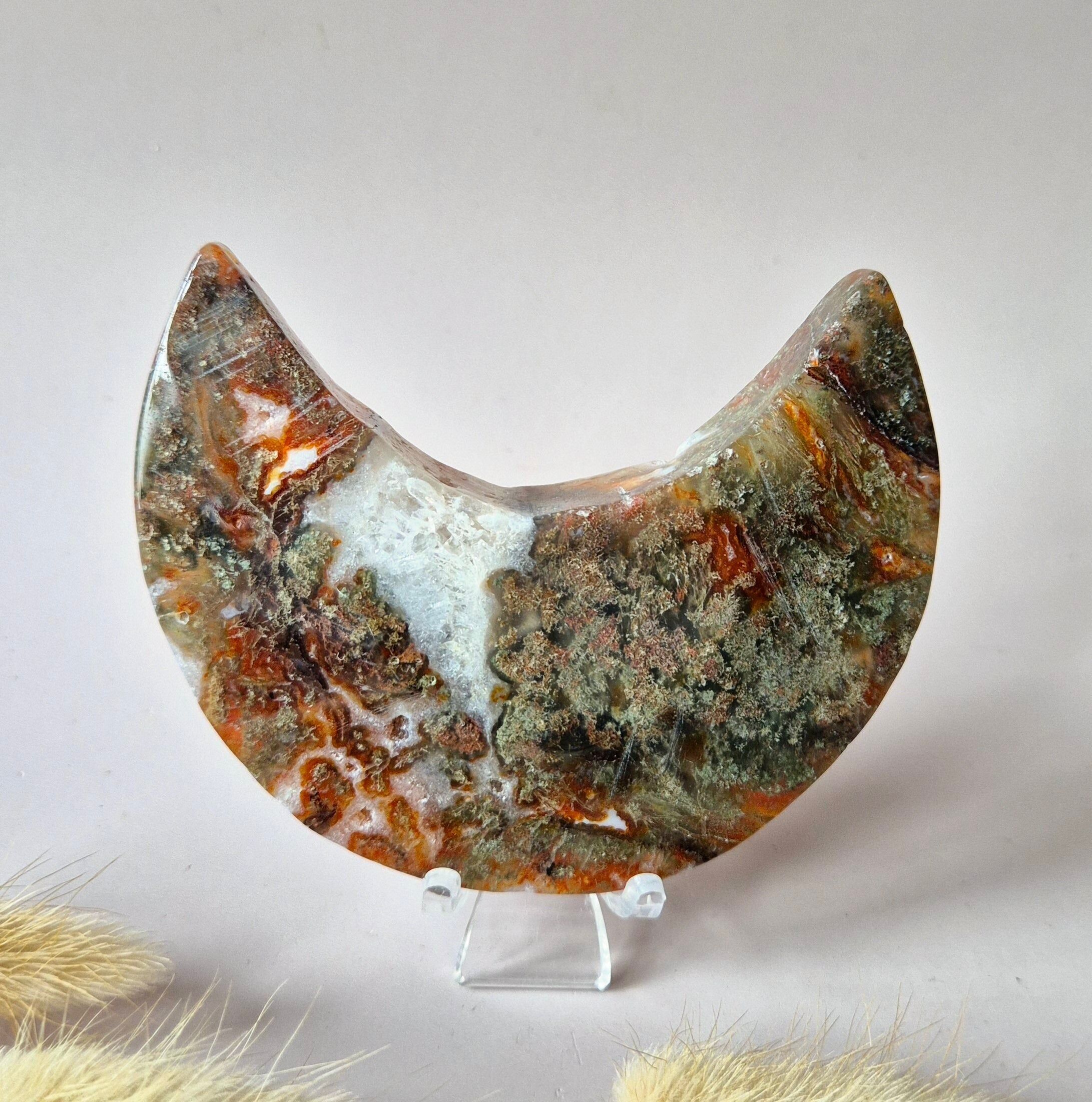 Agata muschiata rossa Druzy Moon (8-10 cm) su supporto – #47