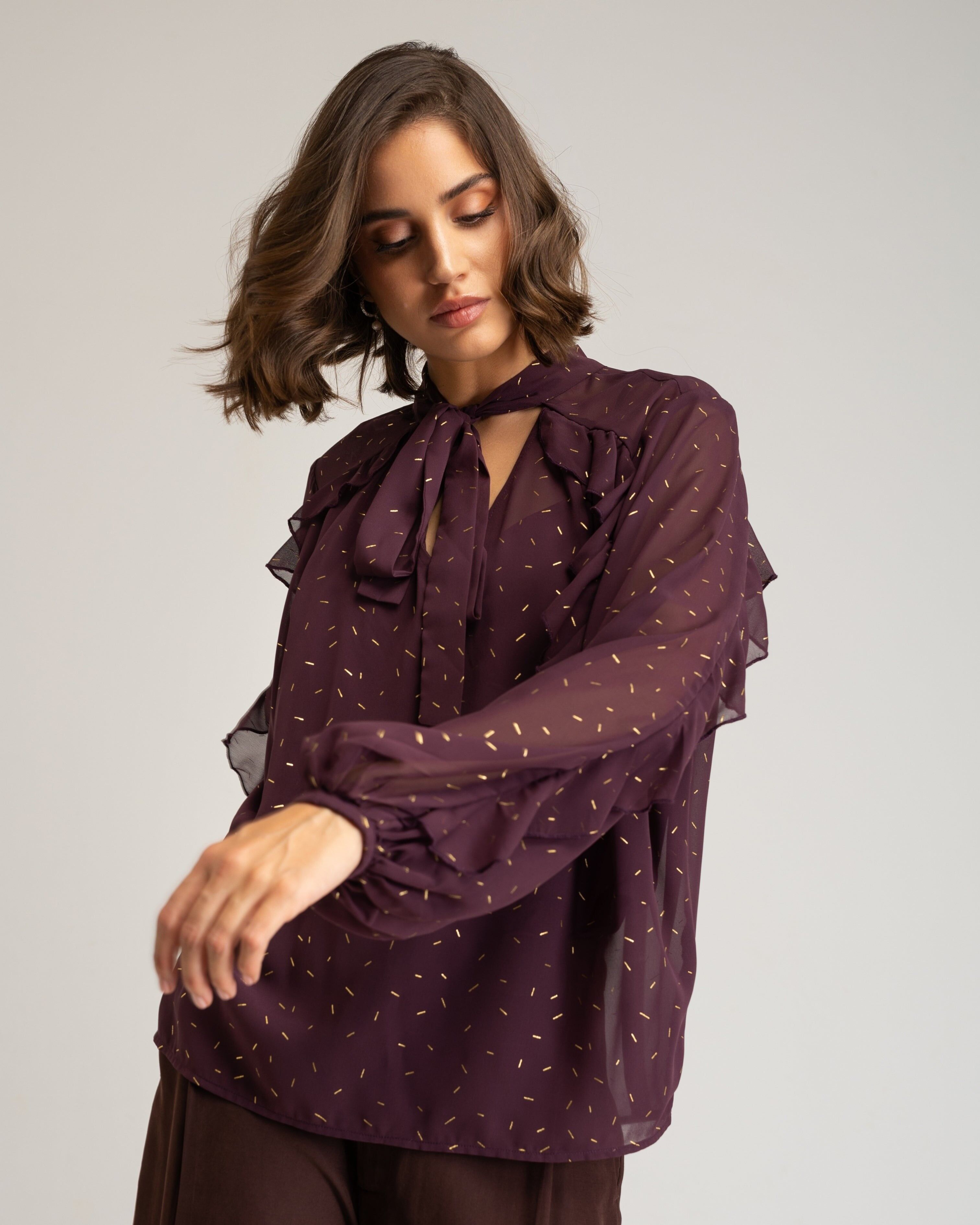 Blusa lencera berenjena Tessala