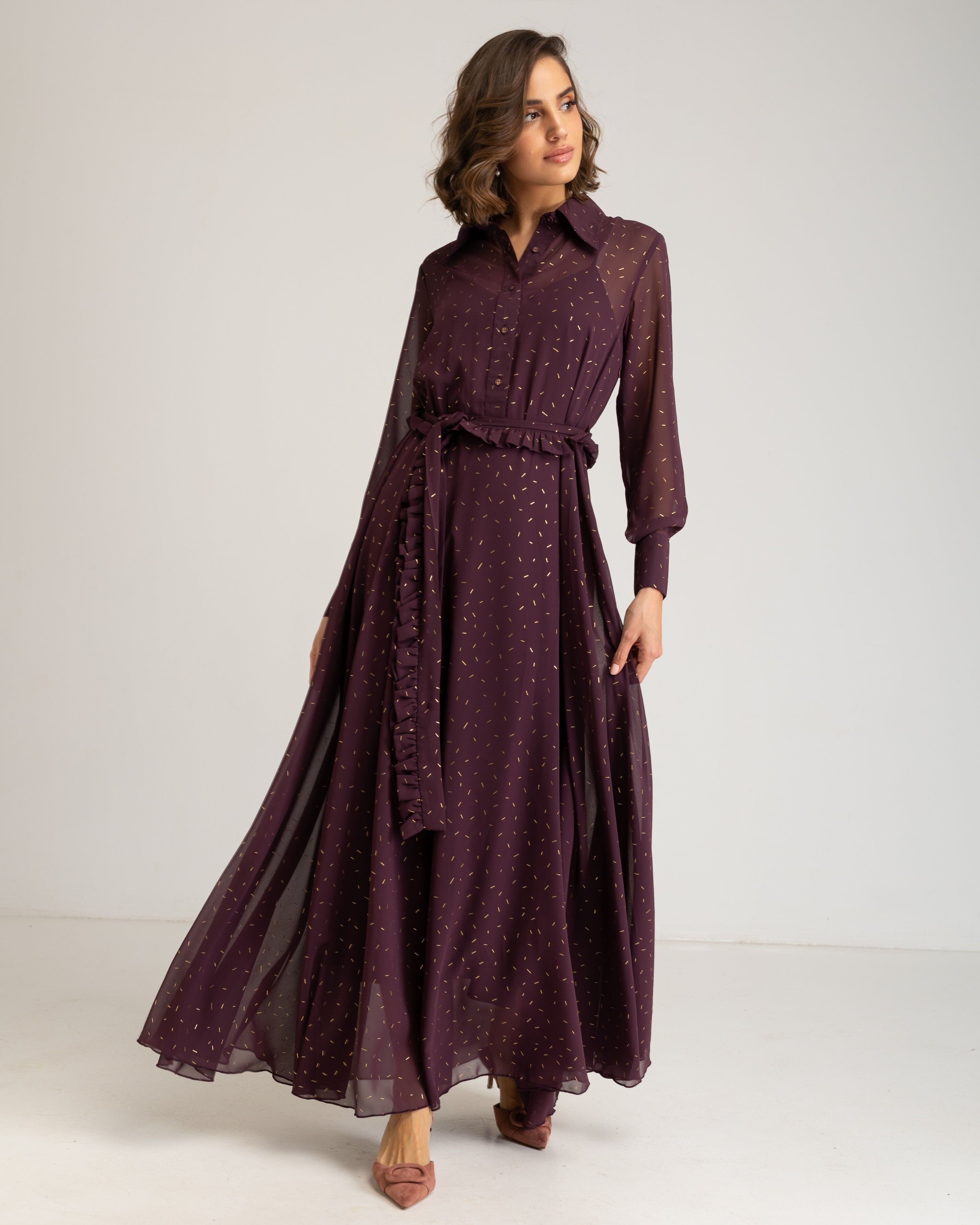 Vestido camisero berenjena Tessala