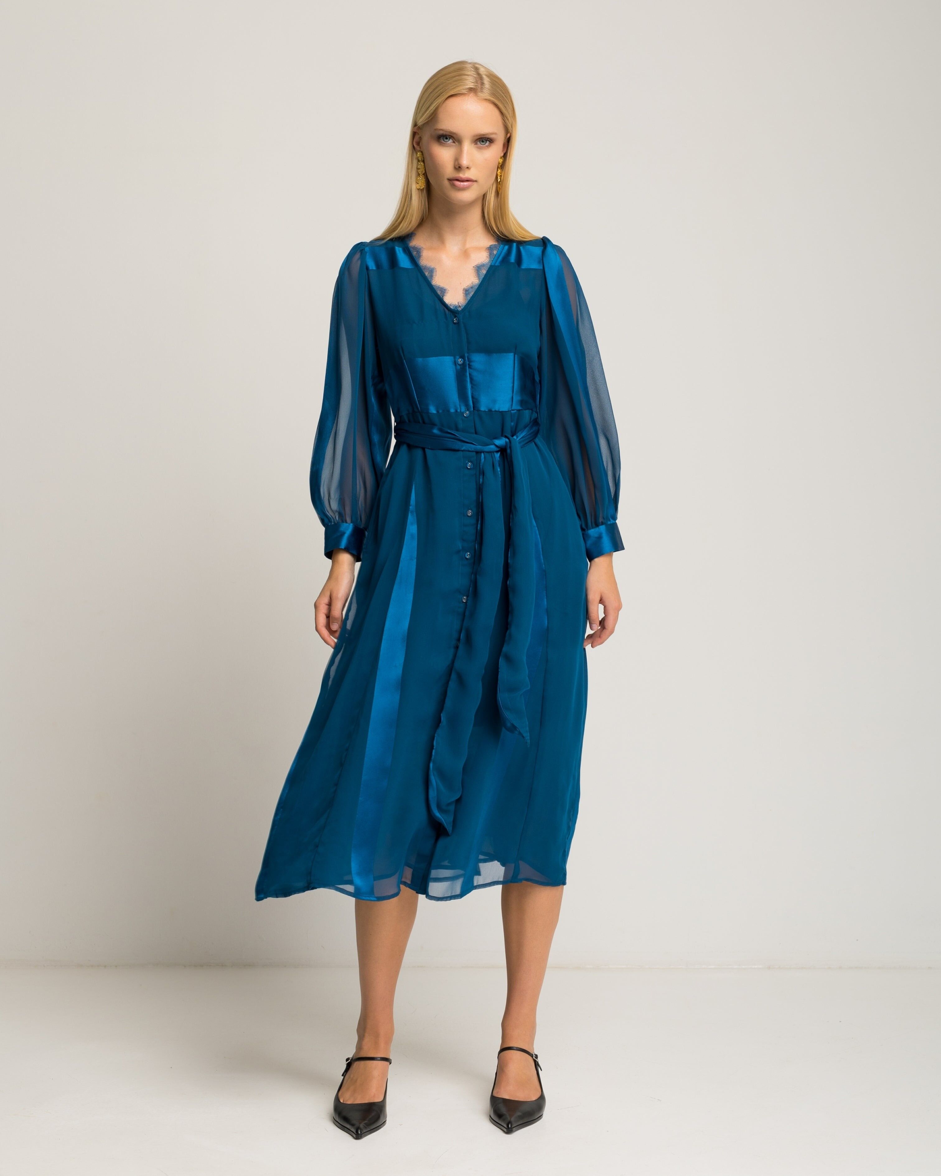 Vestido azul petróleo Valeska