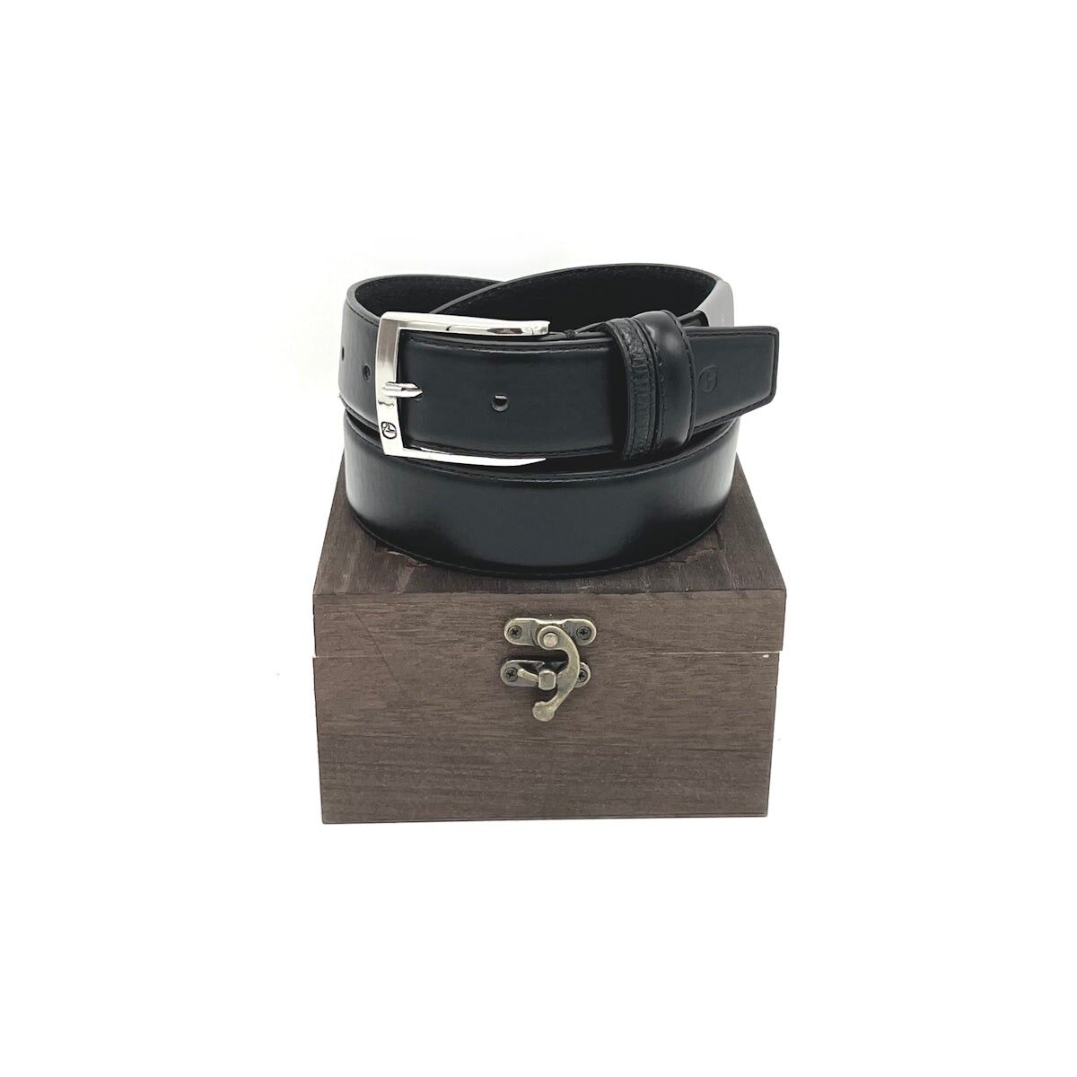 Idea regalo di Natale, cintura in pelle con scatola di legno, N.Gabrielli, artt.IDK988-35