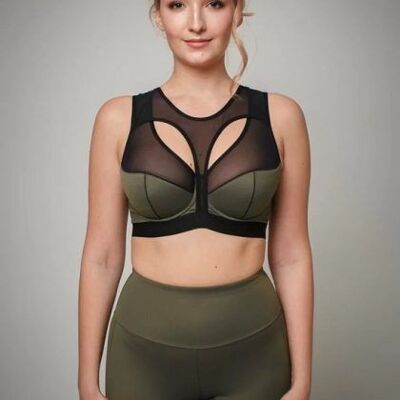 Soutien-gorge de sport vert armée MILENKA (taille une taille plus petite)