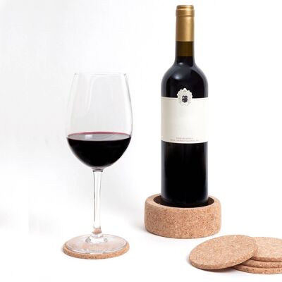 Cork Bottle Holder with 6 Coasters