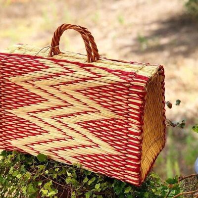 Natural Straw Reed Basket Bag 6__49x24x28