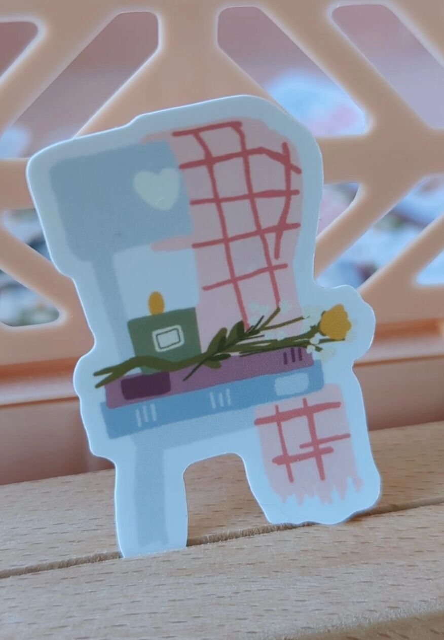 Aufkleber auf dem Stuhl