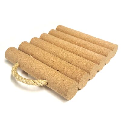 Cork Raft Trivet with Rope Handle