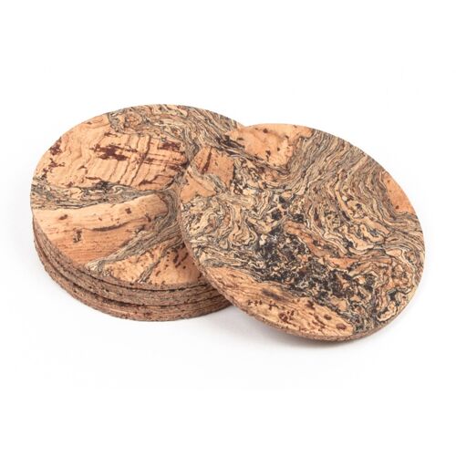 Round Cork Iceberg Pattern Coasters Pack of 6