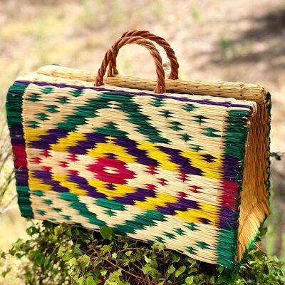 Natural Straw Reed Basket Bag 4__49x24x28