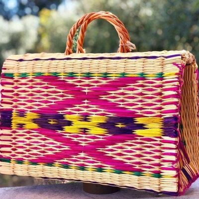 Sac panier en paille naturelle roseau 25__49x24x28