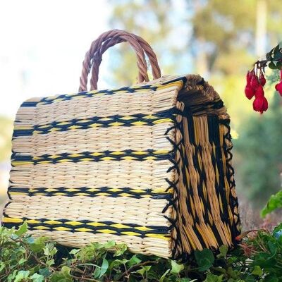 Natural Straw Reed Basket Bag 1__39x21x25