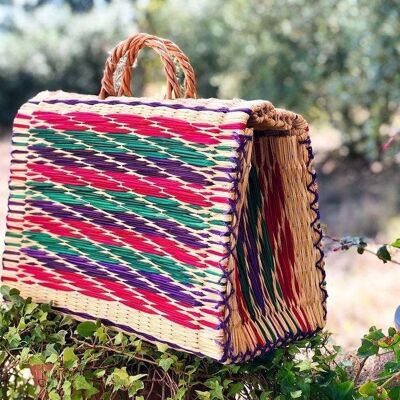 Sac panier en paille naturelle roseau 27__49x24x28