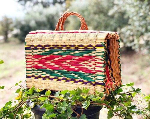 Natural Straw Reed Basket Bag 5__49x24x28