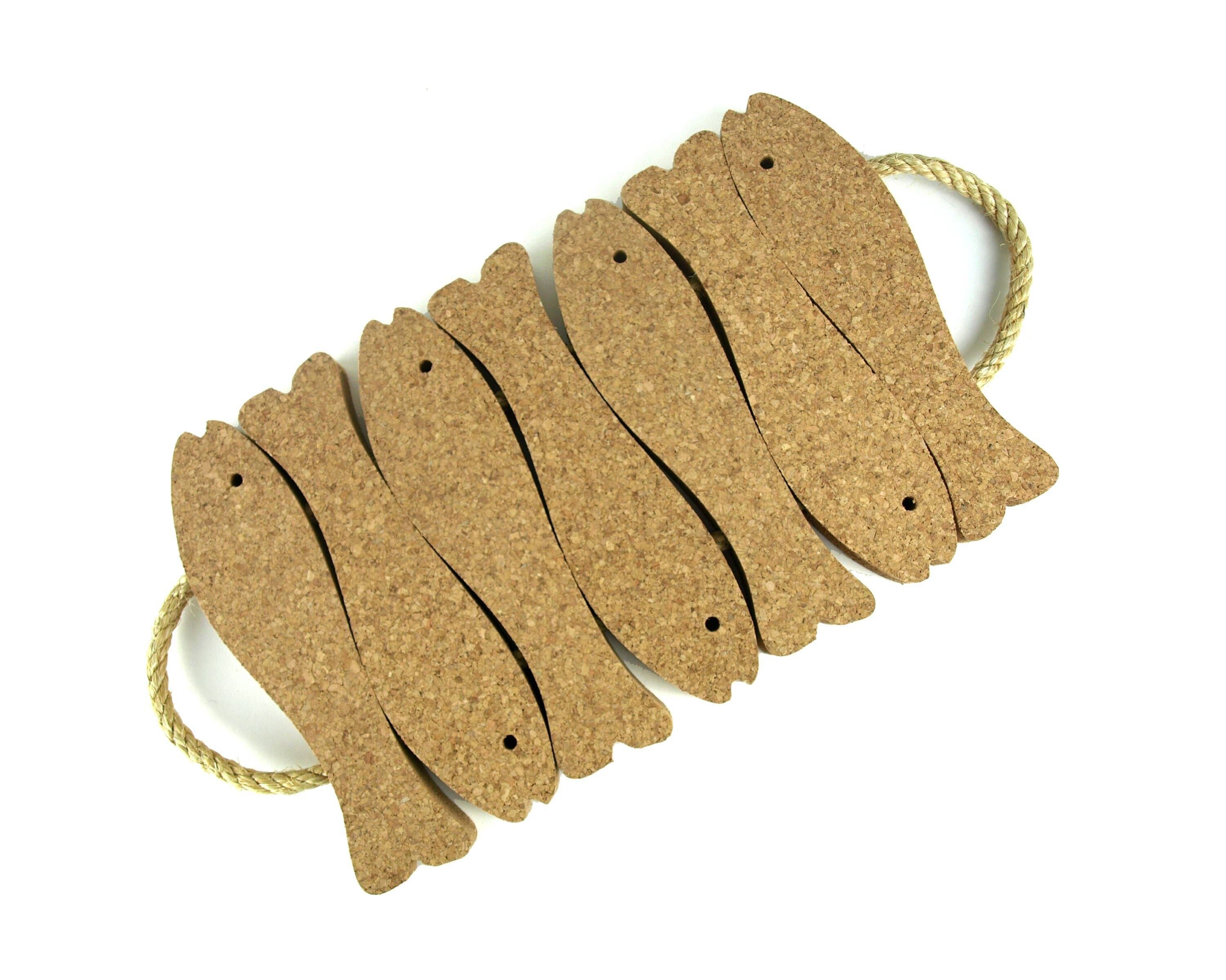 Salvamanteles de corcho 7 peces con asas de cuerda