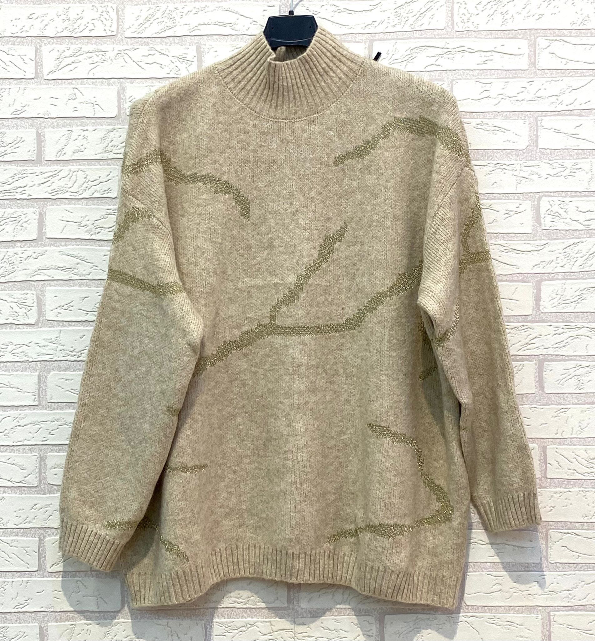 REF.9664 GLÄNZENDER WOLLPULLOVER MIT STEHKRAGEN