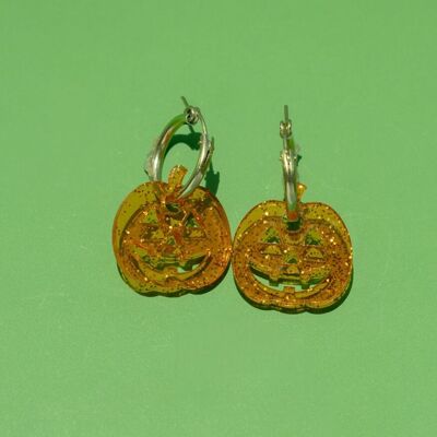 Boucles d'oreilles créoles citrouille