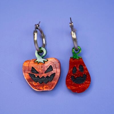 Misshapen Spooky Pumpkin Hoop Earrings