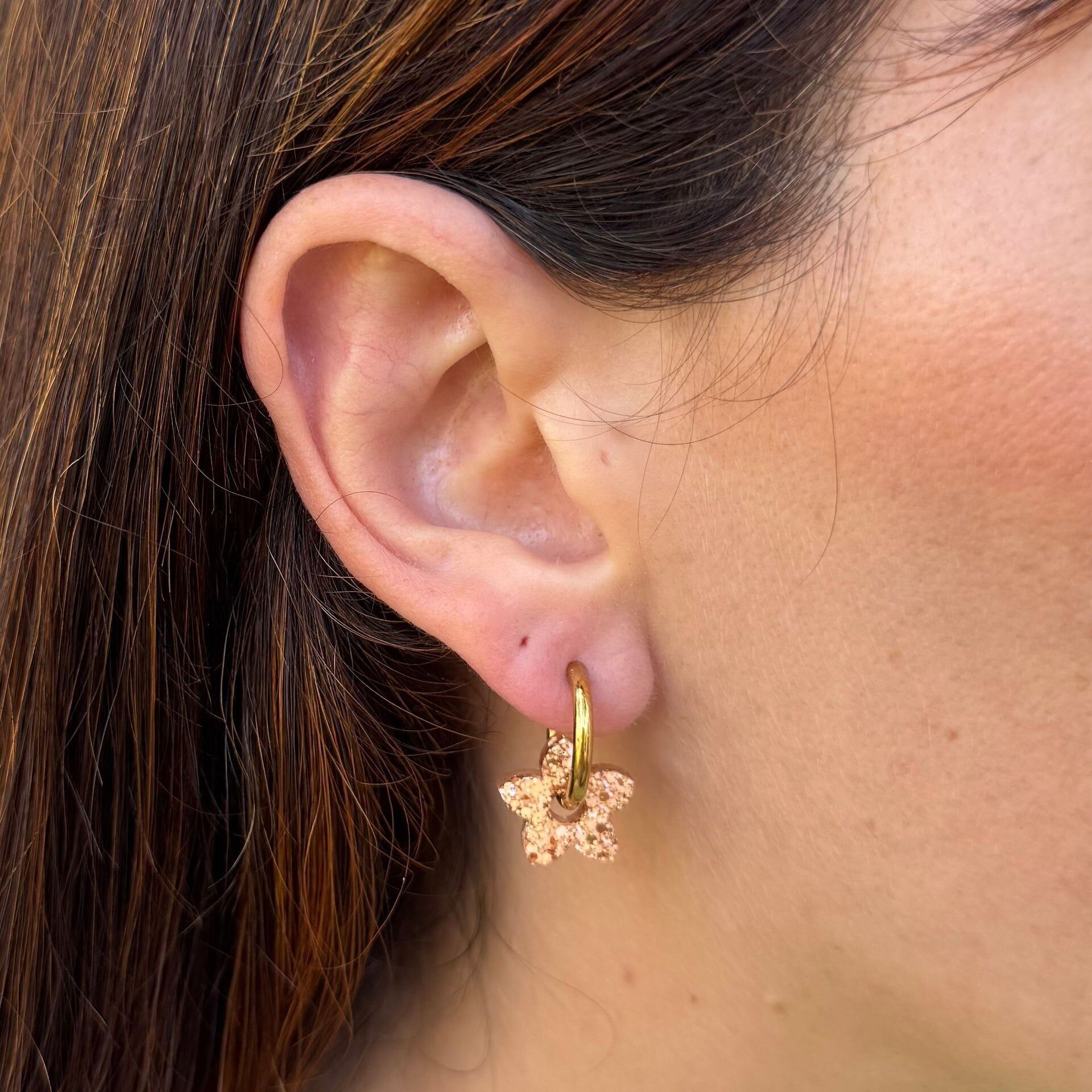 Mini orecchini a cerchio Tiare Peach Champagne