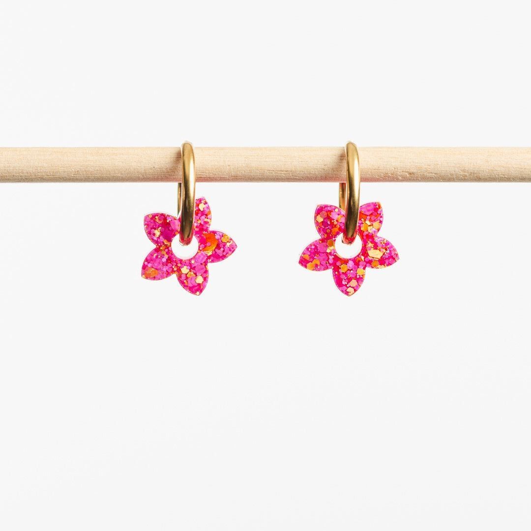 Mini Tiare Fuchsia Orange Kreolen