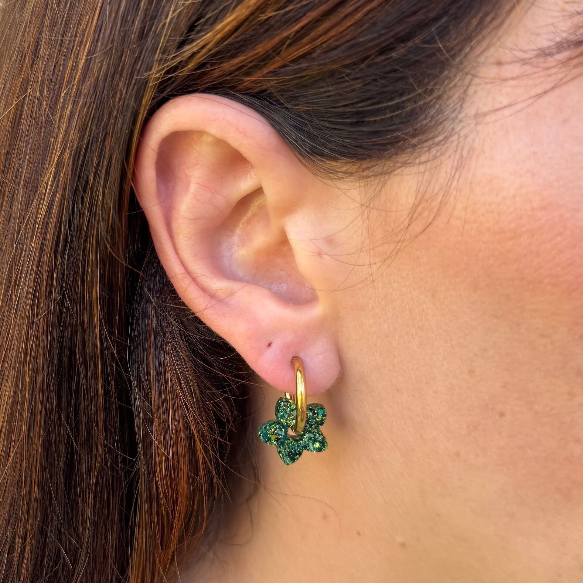 Mini Tiare Mix Grüne Creolen