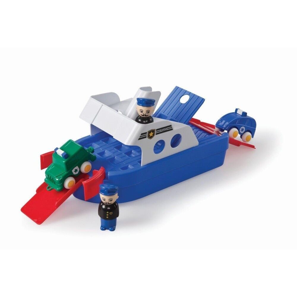 Viking Toys Barca della polizia con 2 personaggi e 2 auto, 30 cm, 81095