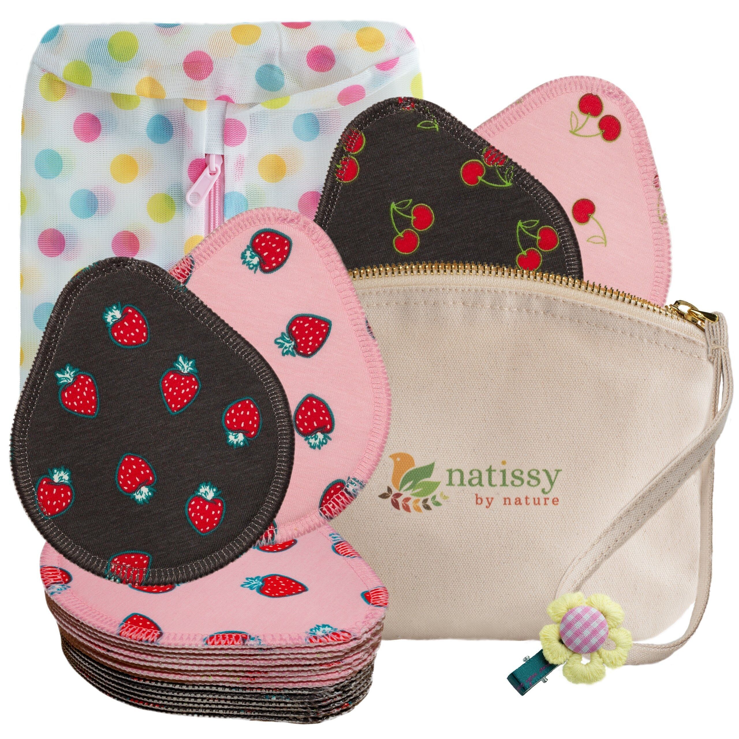 Waschbare Stilleinlagen aus Bio-Baumwolle 14er-Pack - Fruity