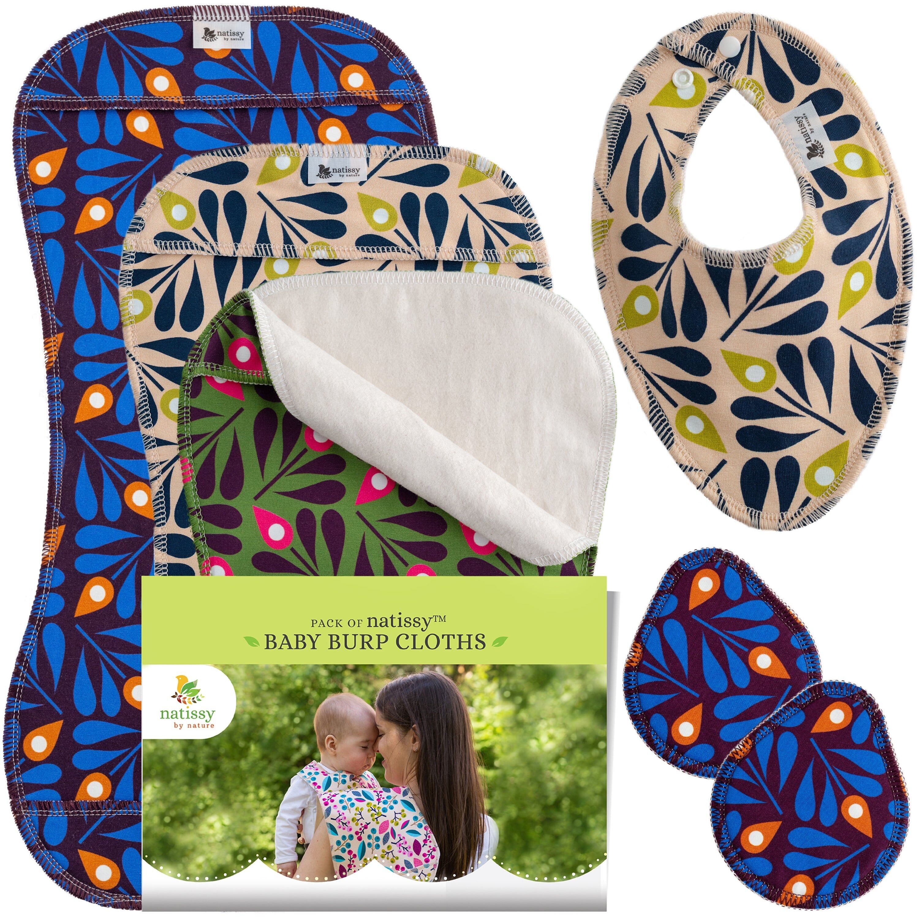 Baby Spucktücher, zertifizierte Bio-Baumwolle 3er-Pack für Neugeborene – Pfauenfeder