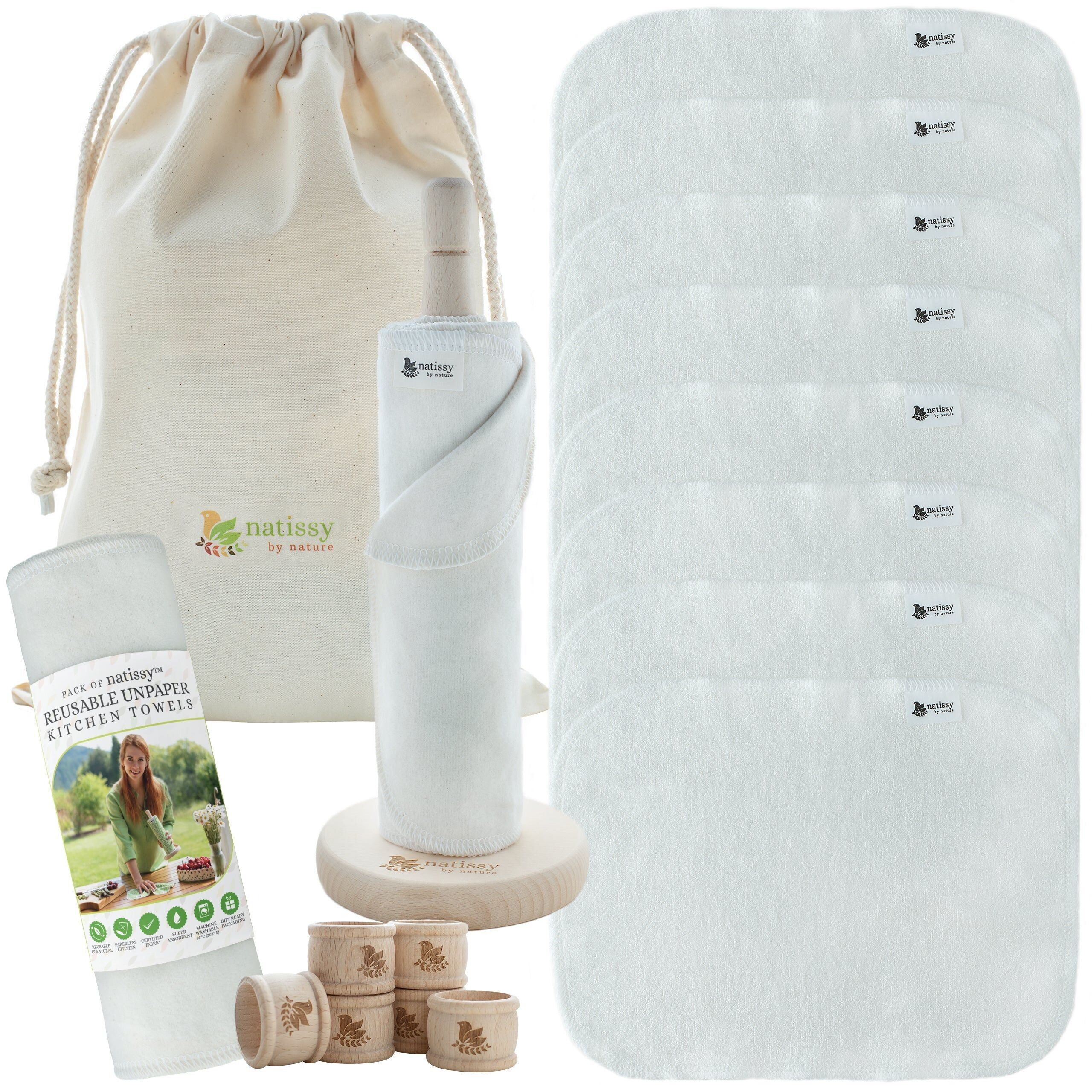 Wiederverwendbare papierlose Küchentücher, zertifizierte Bambusrolle mit 10 Stück – Bambus