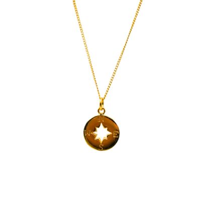 Boundary Compass Pendant and Chain GOLD