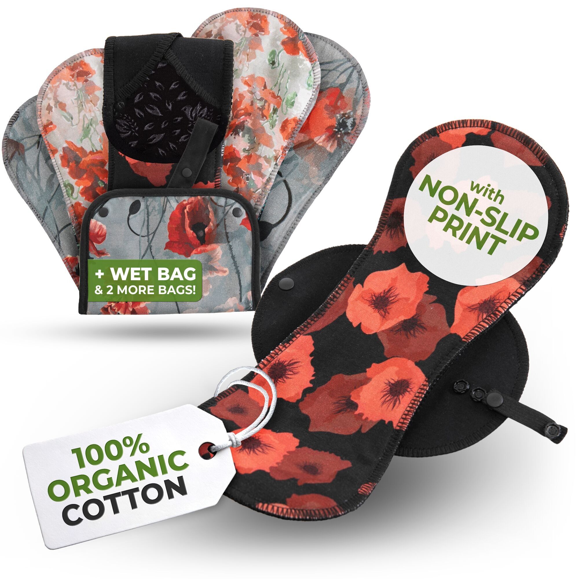 Assorbenti per incontinenza riutilizzabili antiscivolo per il controllo della vescica (L+XL: confezione da 6) - Rosso rosato