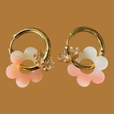 Pendientes de aro con 7 flores