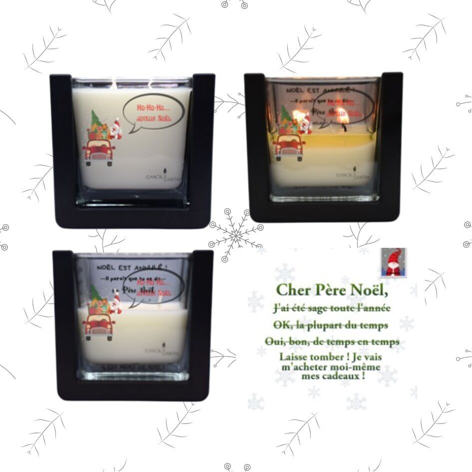 Bougie Noël surprise parfumée décoration - Joyeux Noël - Ho-Ho-Ho